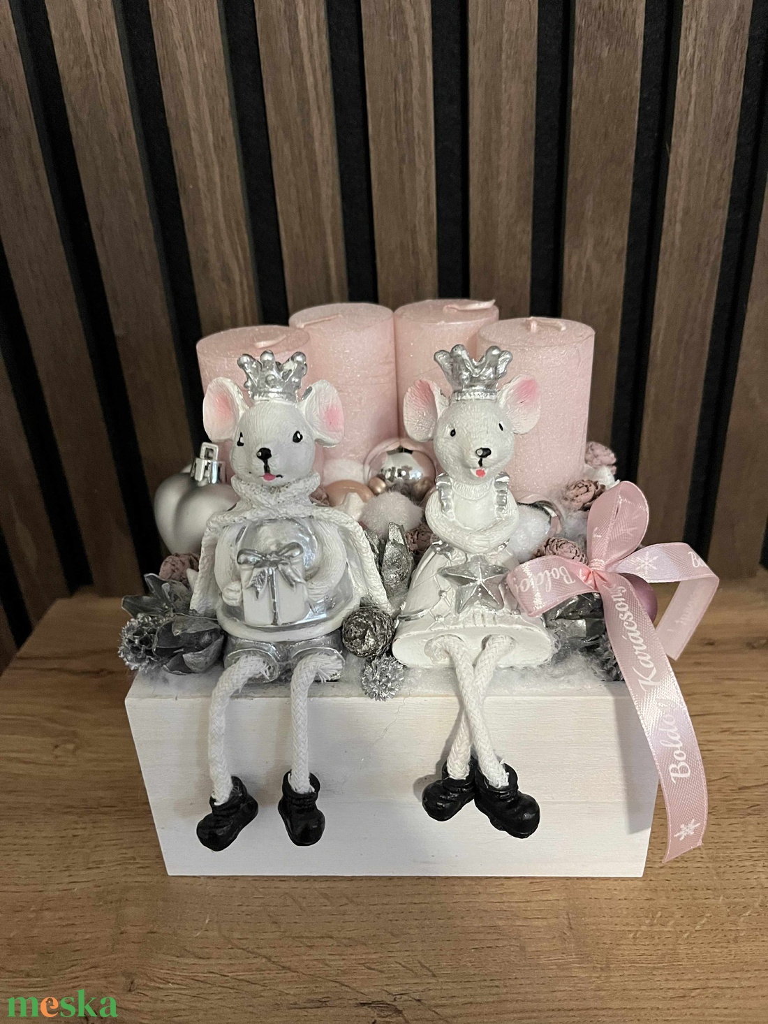 Egérkés karácsonyi gyertyás dísz - karácsony - karácsonyi lakásdekoráció - ünnepi asztaldekoráció - Meska.hu