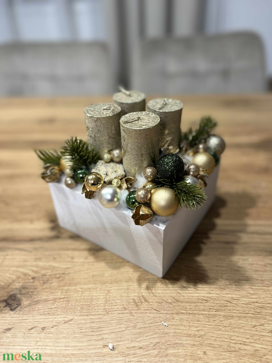 Zöld-arany adventi koszorú - karácsony - adventi díszek - adventi koszorú - Meska.hu