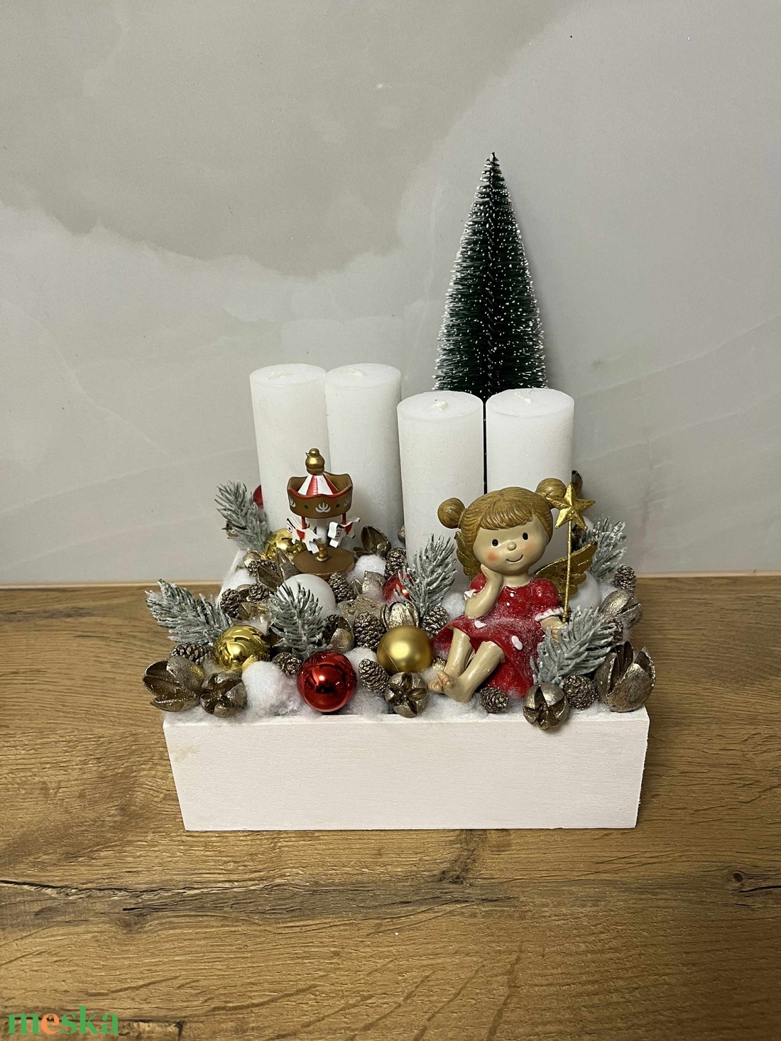 Angyalkás adventi koszorú - karácsony - adventi díszek - adventi gyertyadíszek és koszorúdíszek - Meska.hu