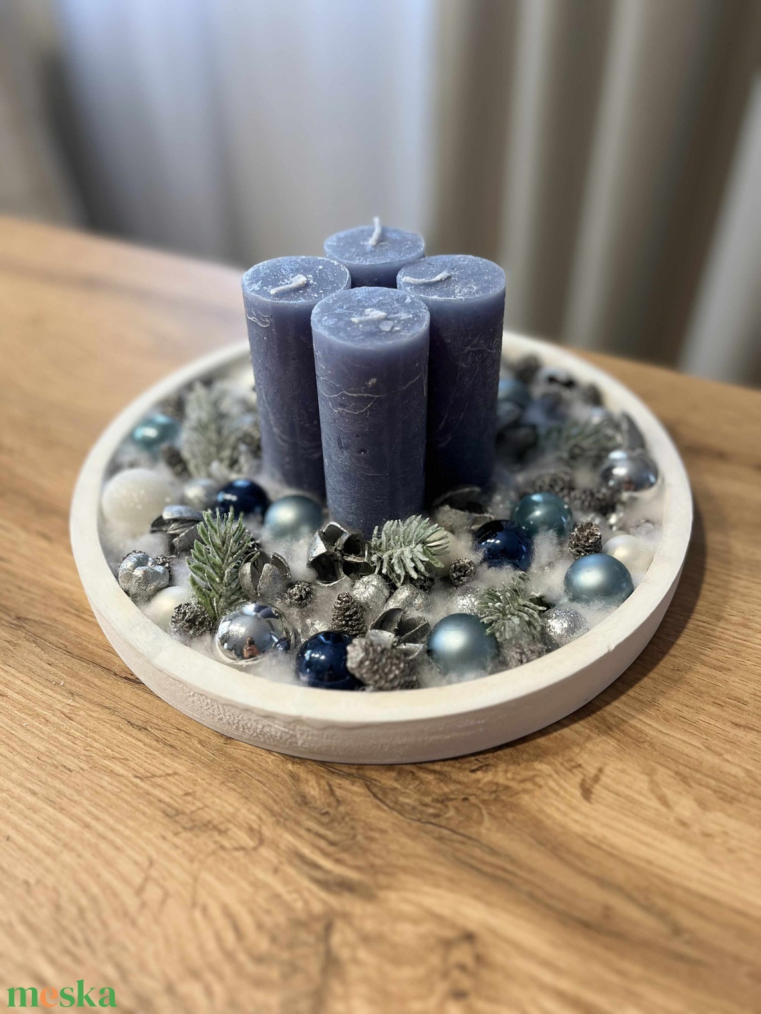 Kék adventi koszorú - karácsony - adventi díszek - adventi koszorú - Meska.hu