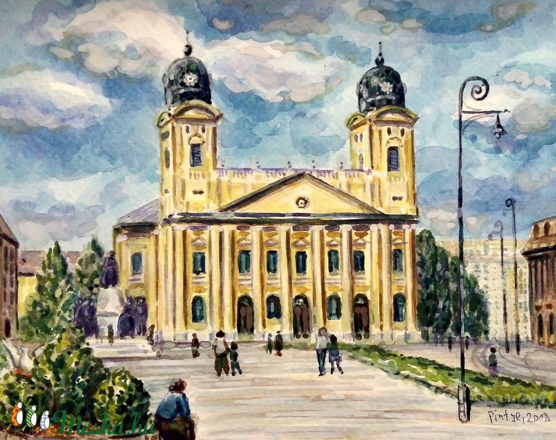 Debrecen, Nagytemplom - akvarell -  - Meska.hu