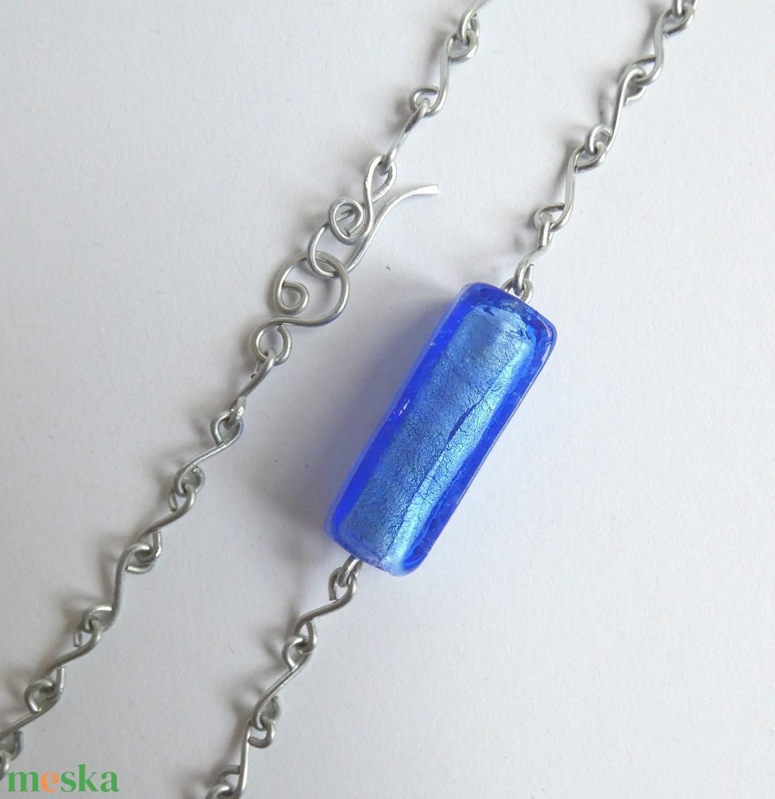Üvegtégla nyaklánc acélból  - ékszer - nyaklánc - gyöngyös nyaklánc - Meska.hu