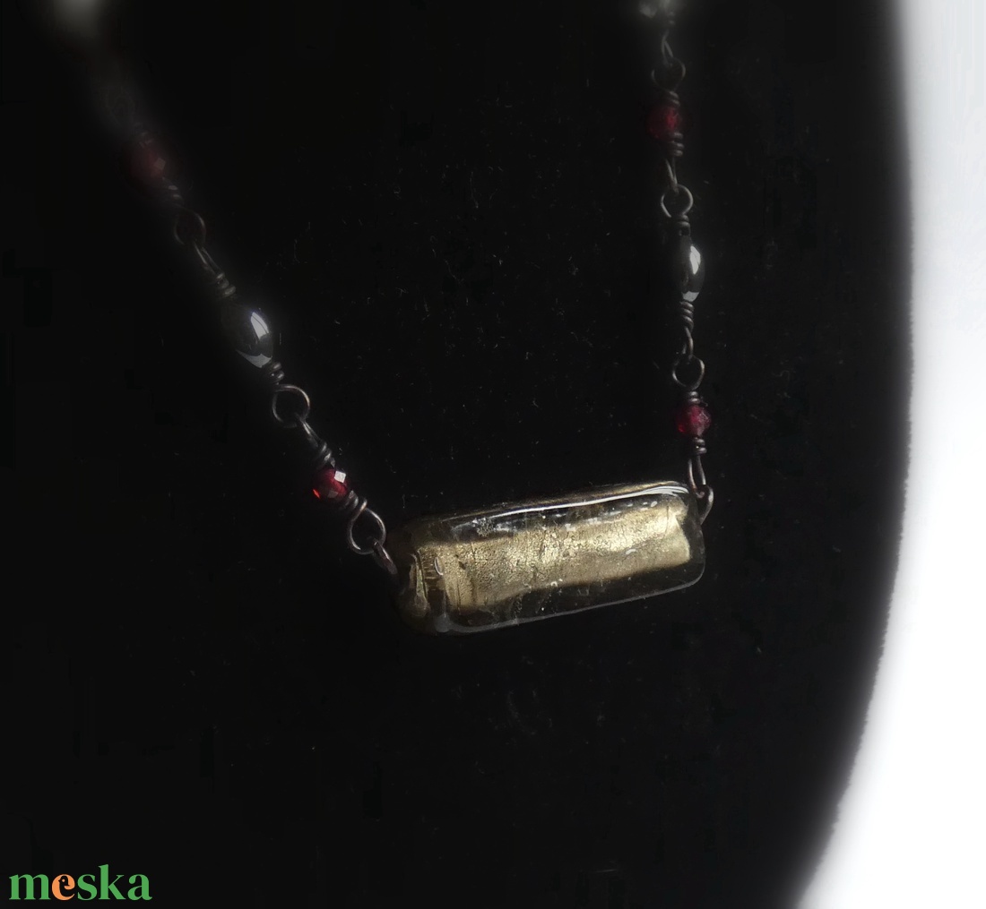 Némi szürke - rézdrót nyaklánc - ékszer - nyaklánc - gyöngyös nyaklánc - Meska.hu