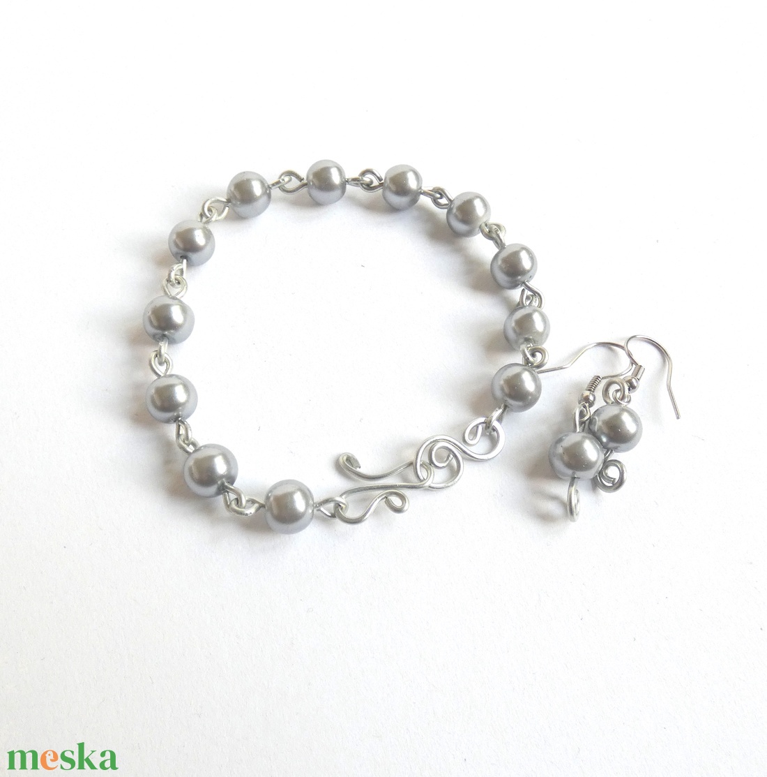 Ezüstszürke szett rozsdamentes acélból - ékszer - ékszerszett - Meska.hu