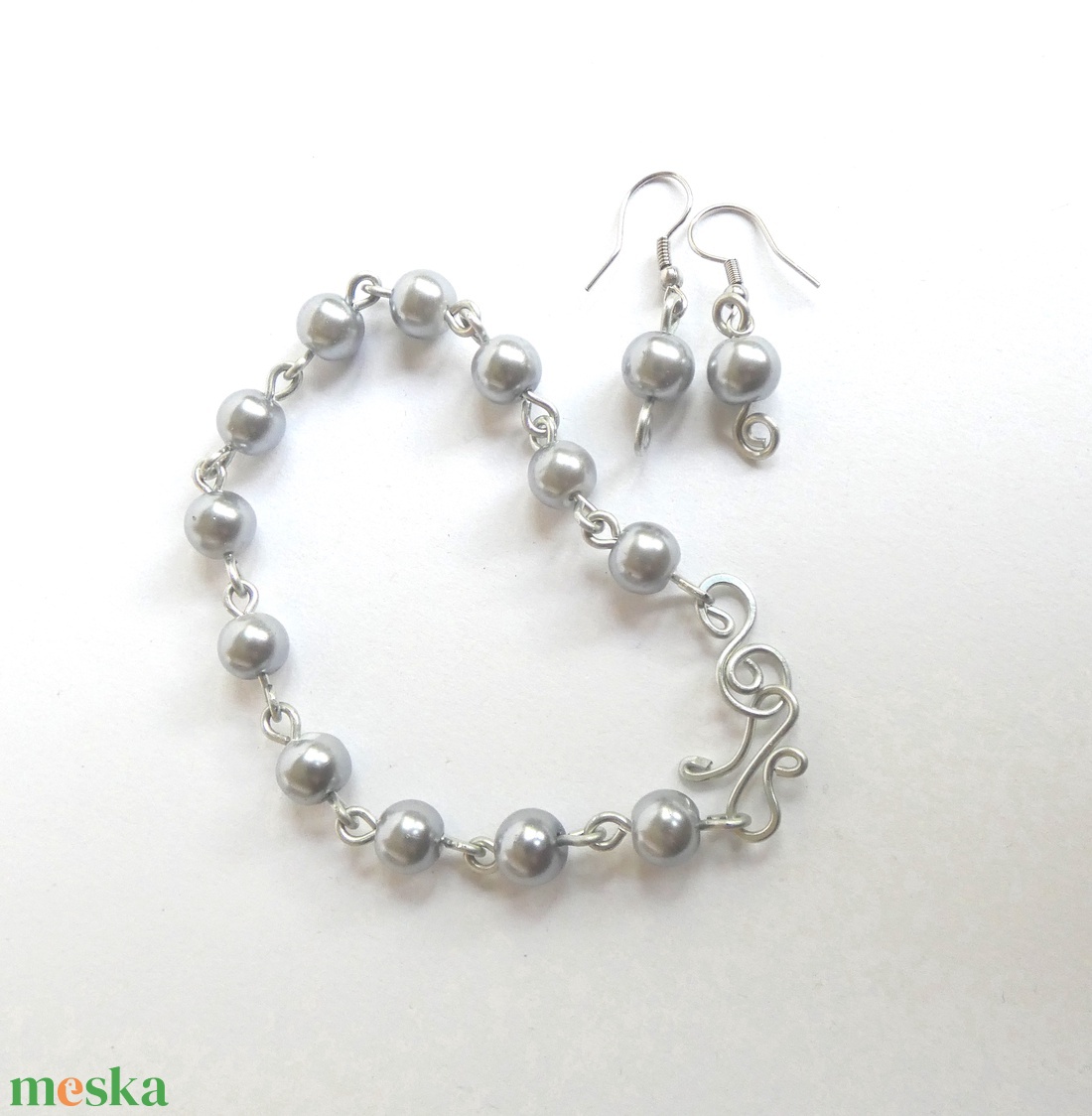 Ezüstszürke szett rozsdamentes acélból - ékszer - ékszerszett - Meska.hu