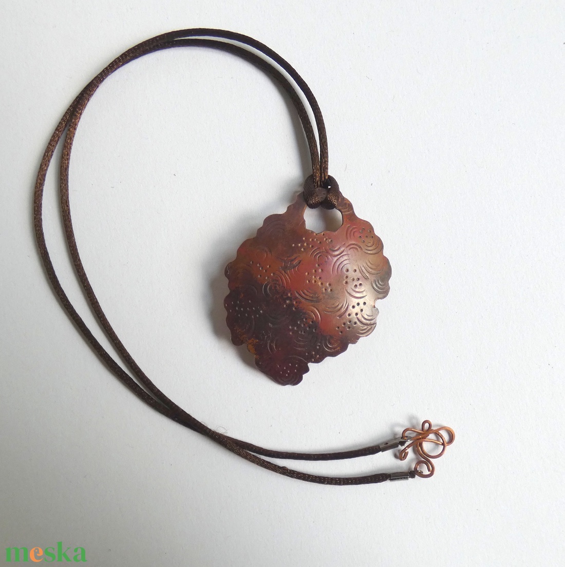 Őszi avar réz medál - ékszer - nyaklánc - medál - Meska.hu