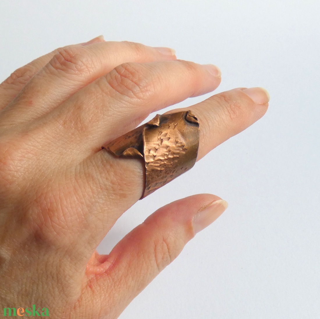 Hajtogatva réz gyűrű - ékszer - gyűrű - statement gyűrű - Meska.hu