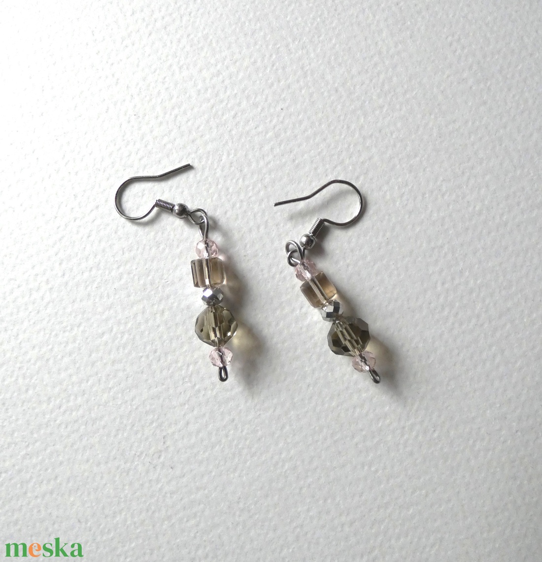 Üveg és acél fülbevaló - ékszer - fülbevaló - lógó fülbevaló - Meska.hu