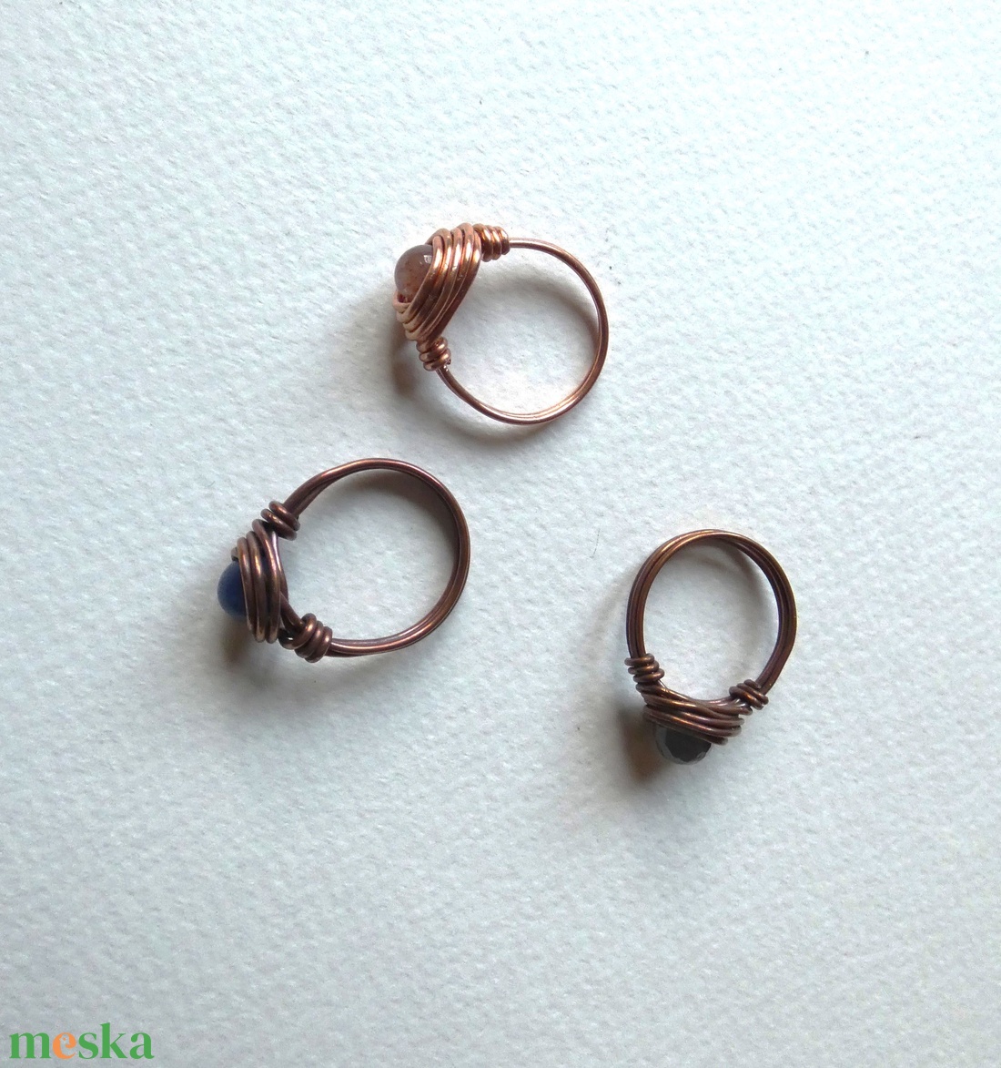 Kék golyó réz gyűrű - ékszer - gyűrű - gyöngyös gyűrű - Meska.hu