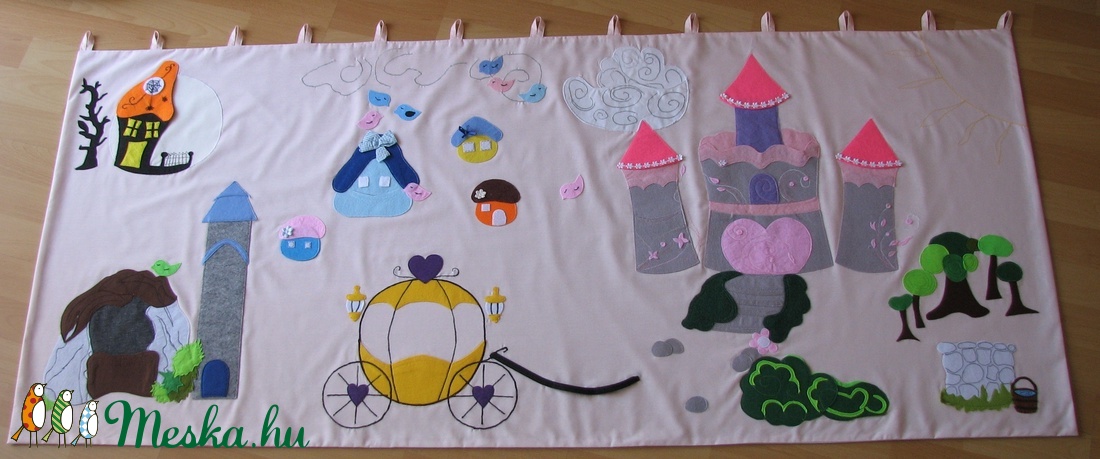 Hercegnős falvédő ujjbábokkal klasszikus mesékhez - rózsaszín -  - Meska.hu