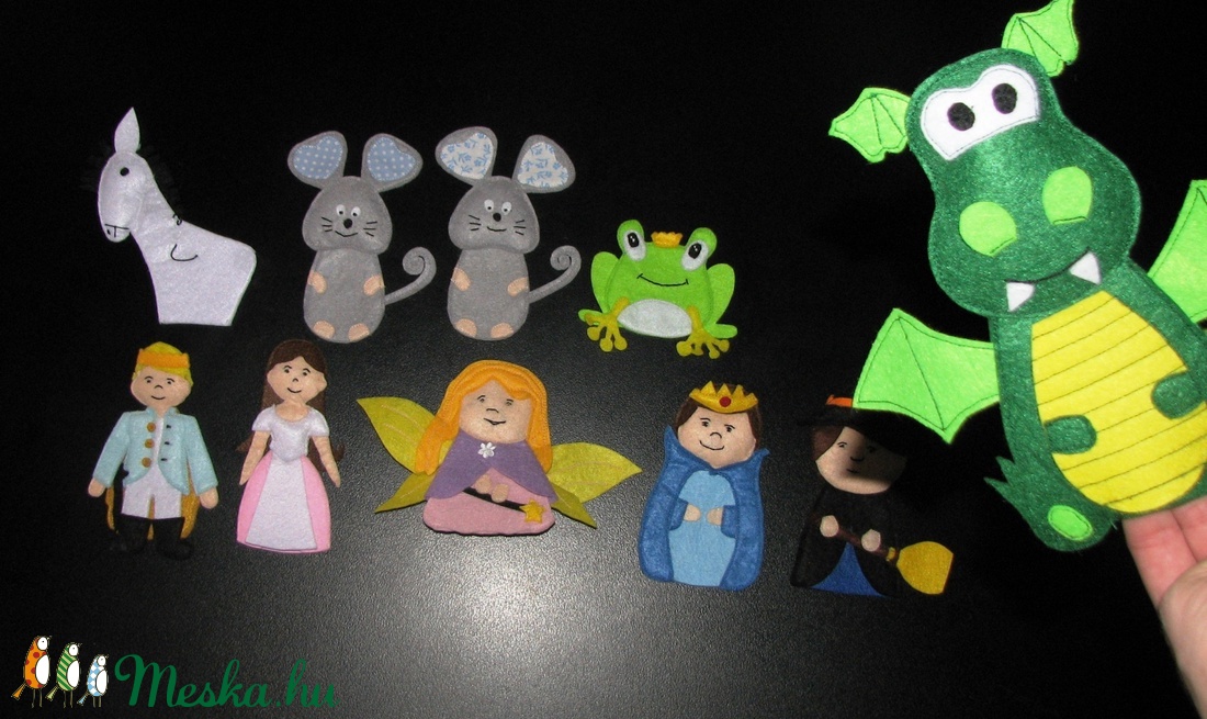 Hercegnős falvédő ujjbábokkal klasszikus mesékhez - rózsaszín -  - Meska.hu