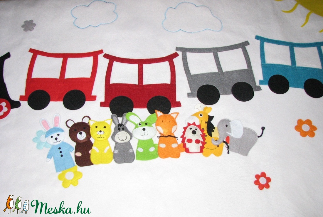 Vonatos falvédő ujjbábokkal  139X90 -  - Meska.hu