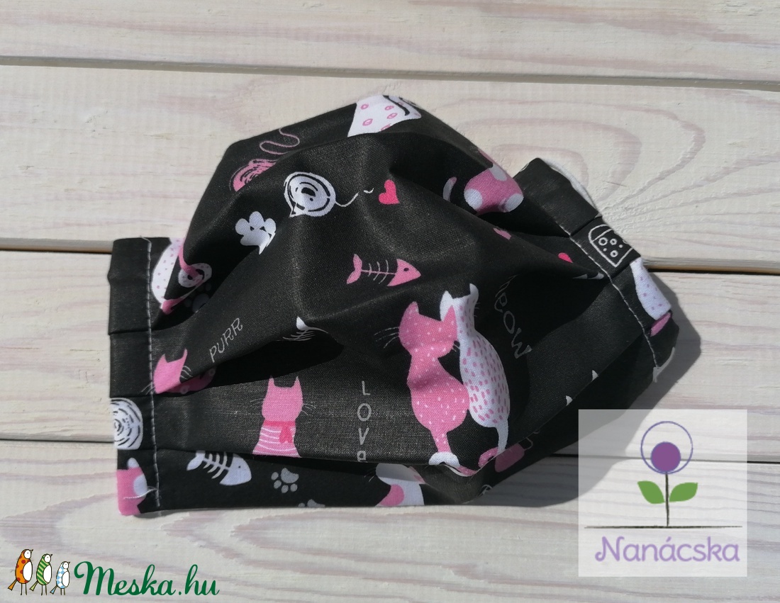 Textil szájmaszk/arcmaszk - szerelmes cicák -  - Meska.hu