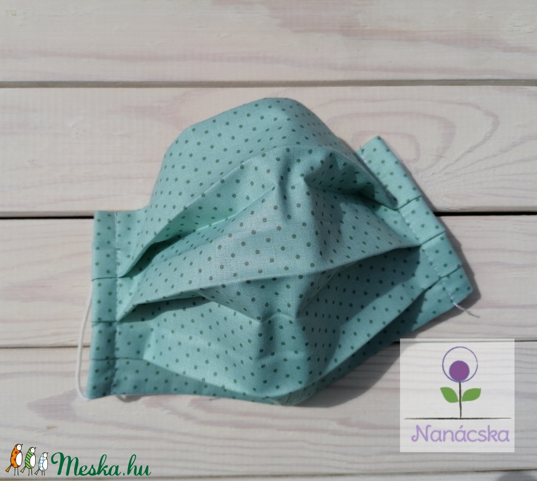Textil szájmaszk/arcmaszk - türkiz pettyes -  - Meska.hu