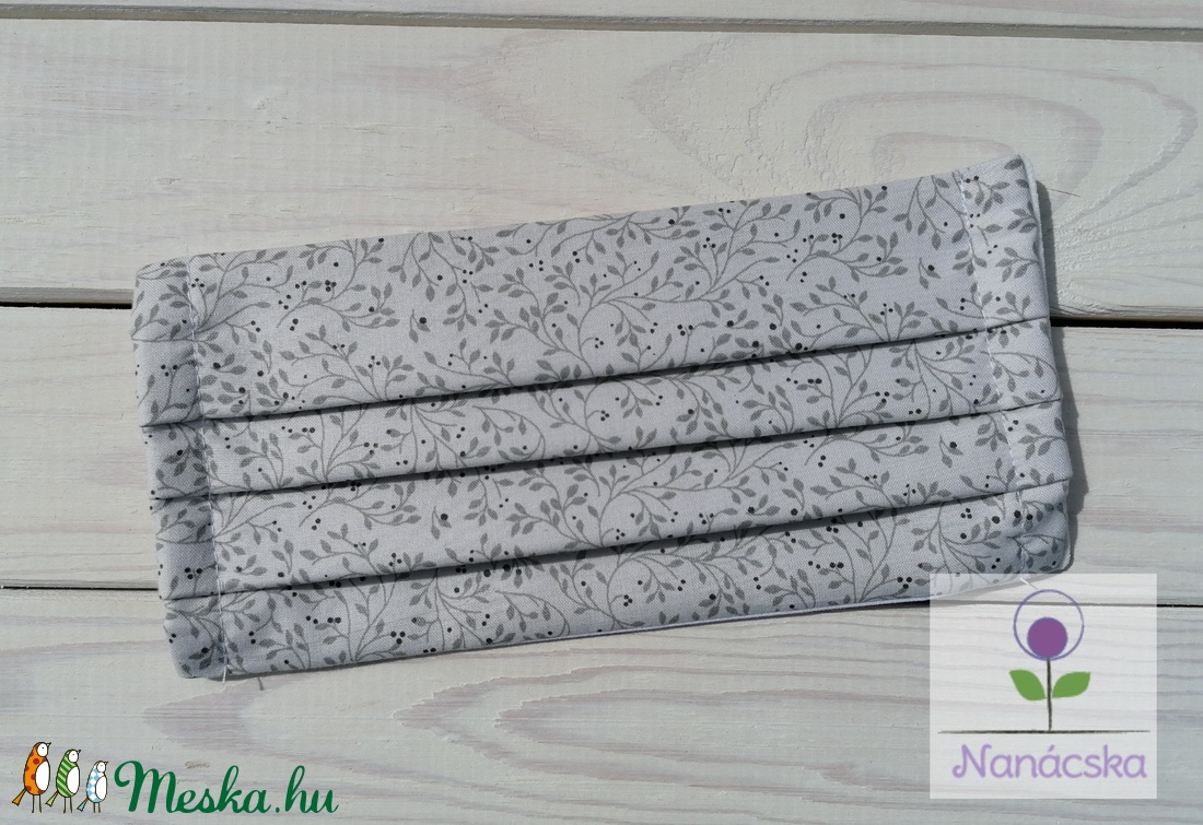 Textil szájmaszk/arcmaszk - szürke indás -  - Meska.hu