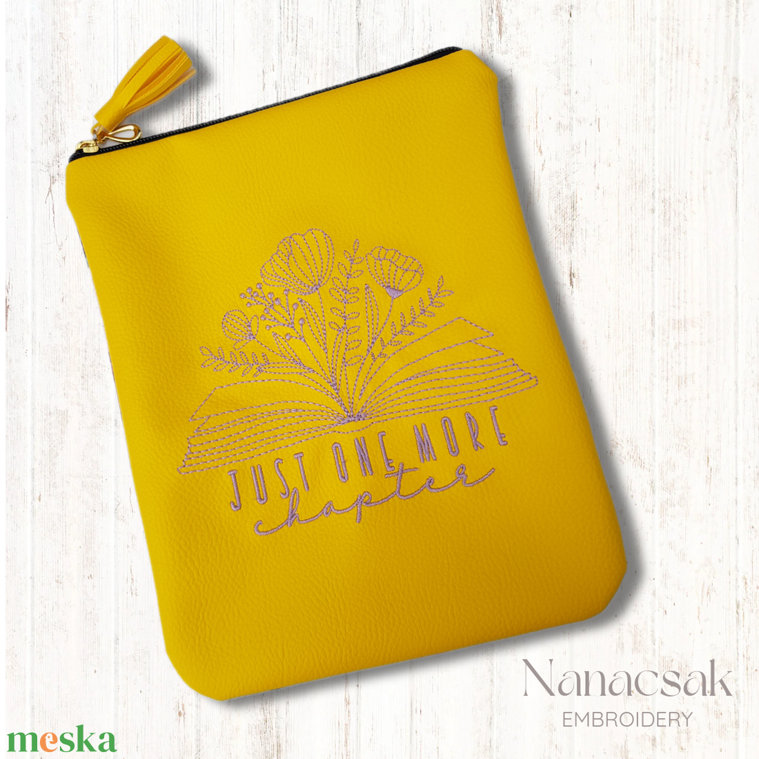 Hímzett könyvtok - napsárga - könyv & zene - könyvtok - Meska.hu