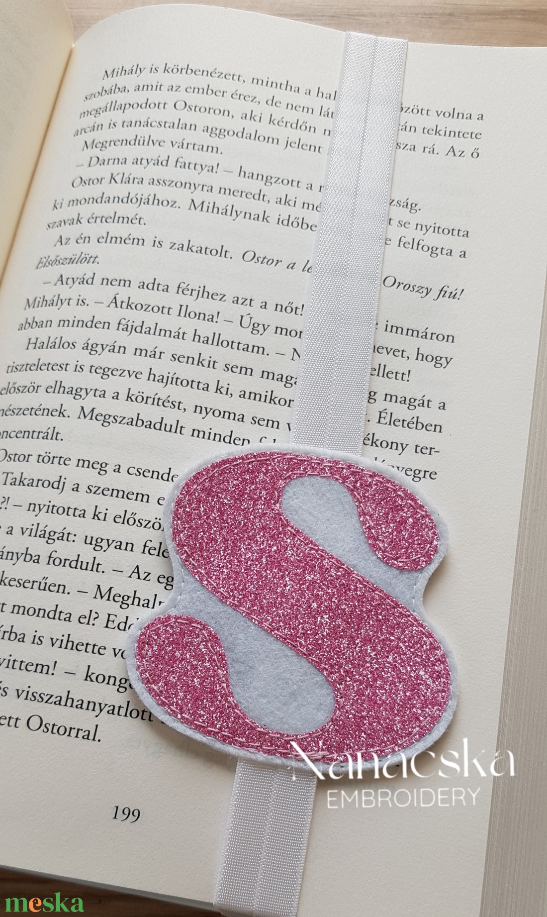 Kezdőbetűs -rózsaszín glitter- könyvjelző - könyv & zene - könyvjelző - Meska.hu