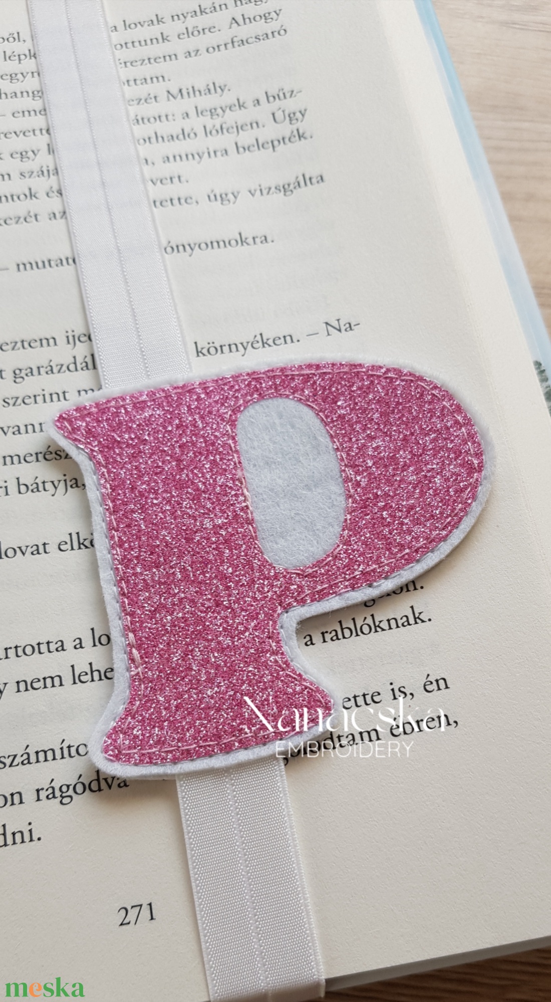 Kezdőbetűs -rózsaszín glitter- könyvjelző - könyv & zene - könyvjelző - Meska.hu