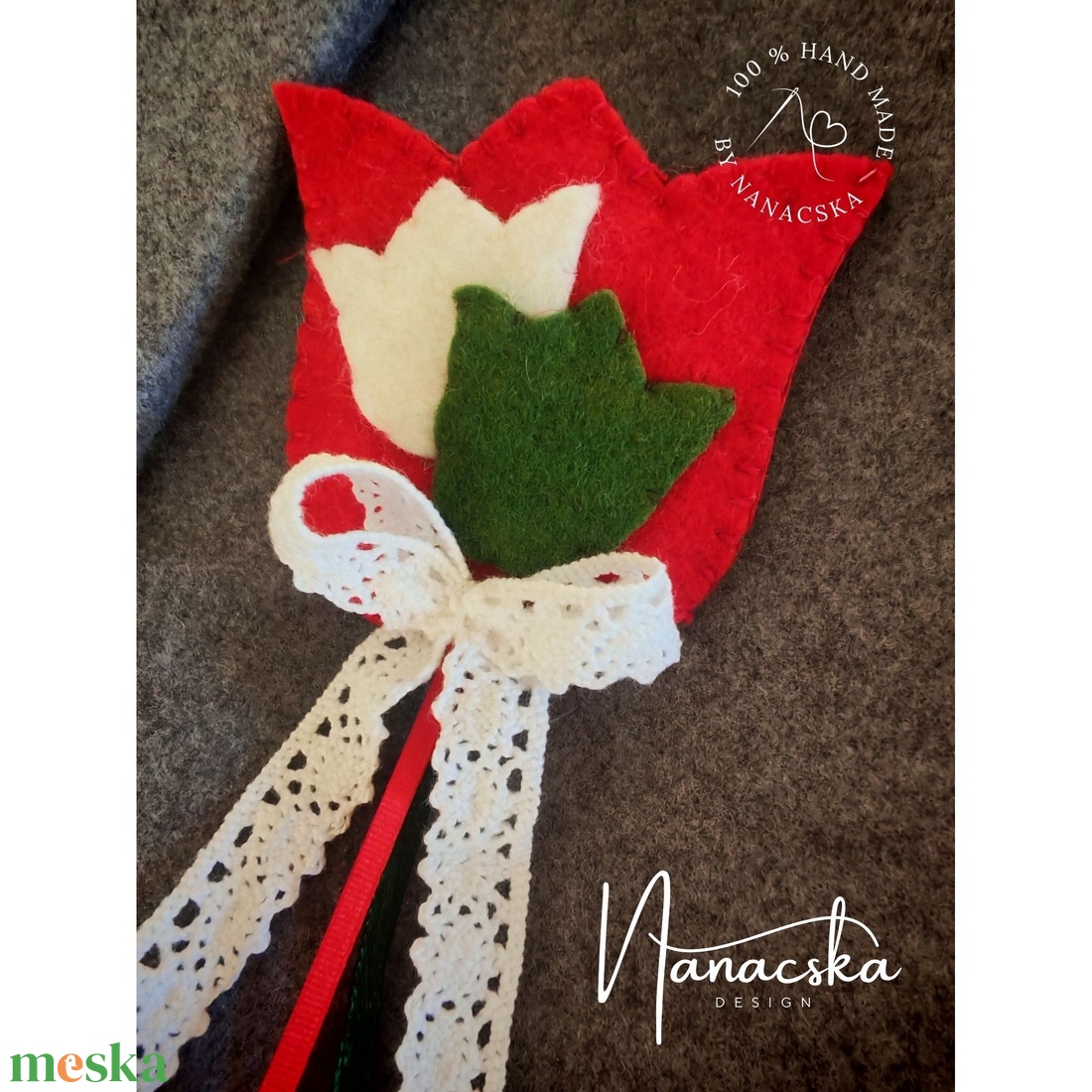 Gyapjúfilc kokárda - tulipános - ékszer - kitűző és bross - Meska.hu