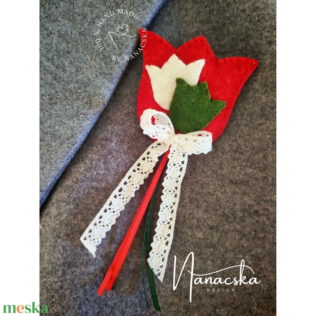 Gyapjúfilc kokárda - tulipános - ékszer - kitűző és bross - Meska.hu