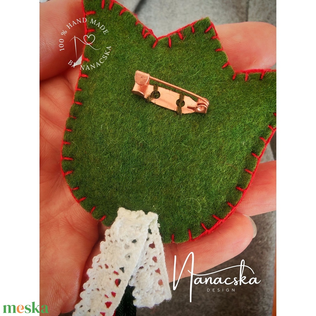 Gyapjúfilc kokárda - tulipános kerek - ékszer - kitűző és bross - Meska.hu