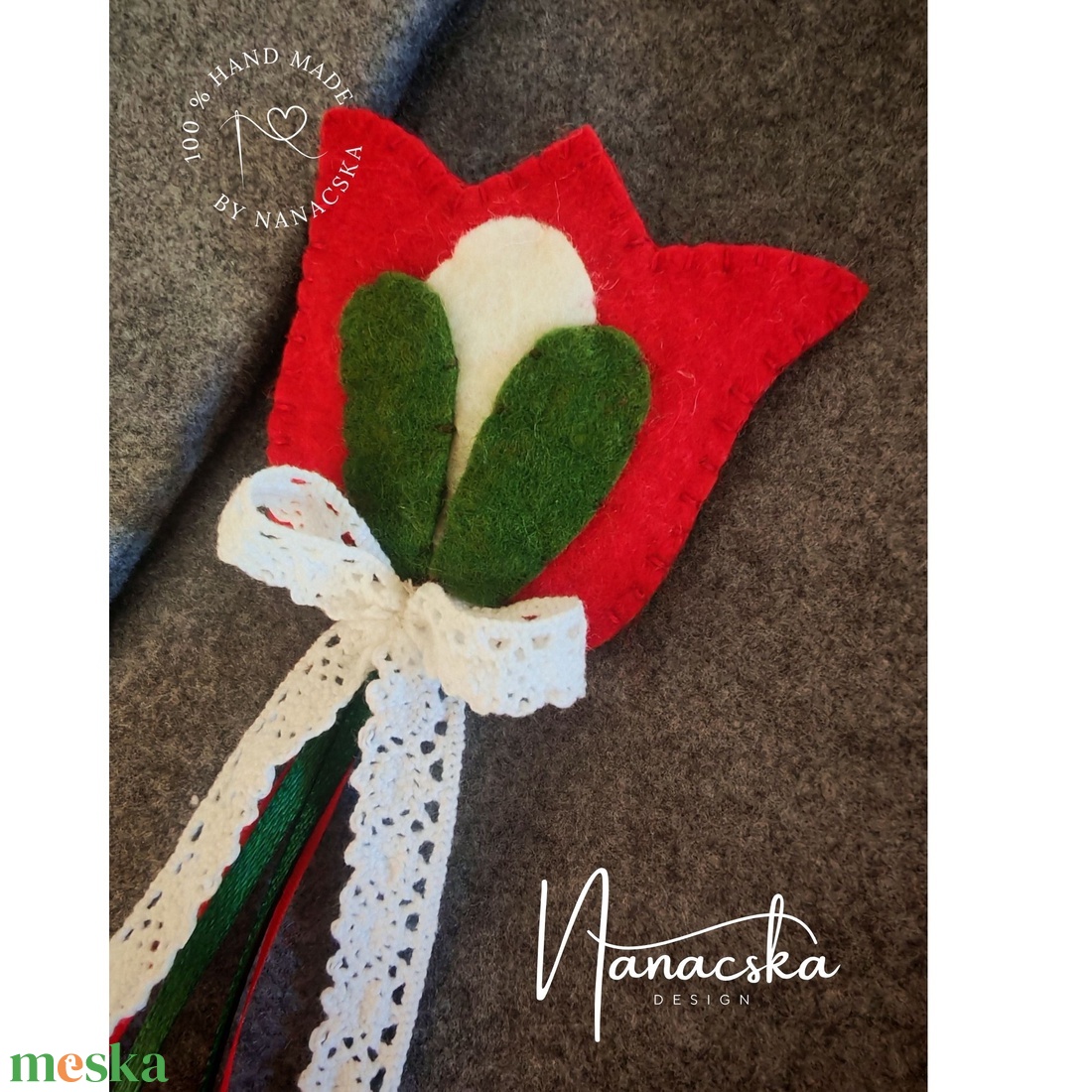 Gyapjúfilc kokárda - tulipános - ékszer - kitűző és bross - Meska.hu