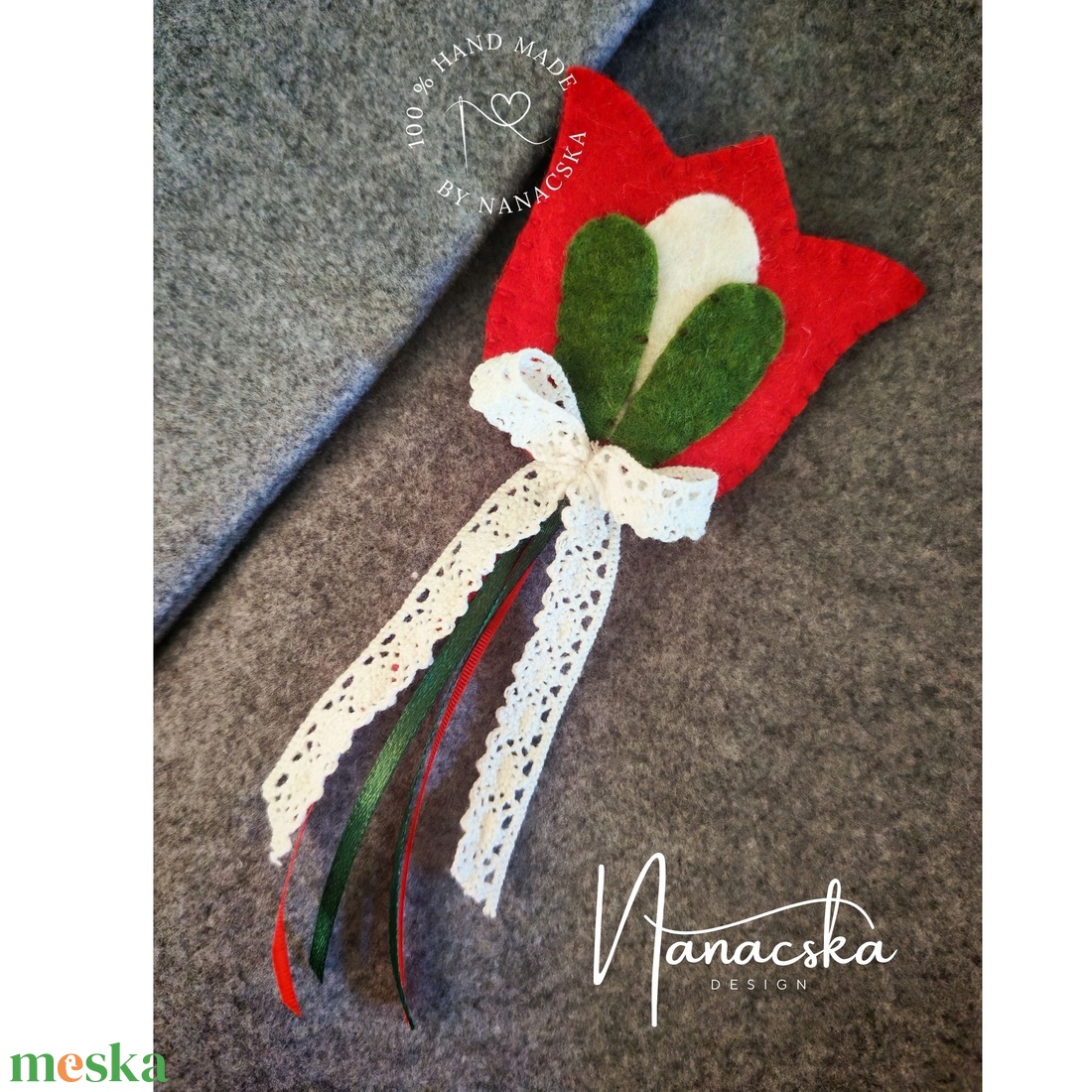 Gyapjúfilc kokárda - tulipános - ékszer - kitűző és bross - Meska.hu