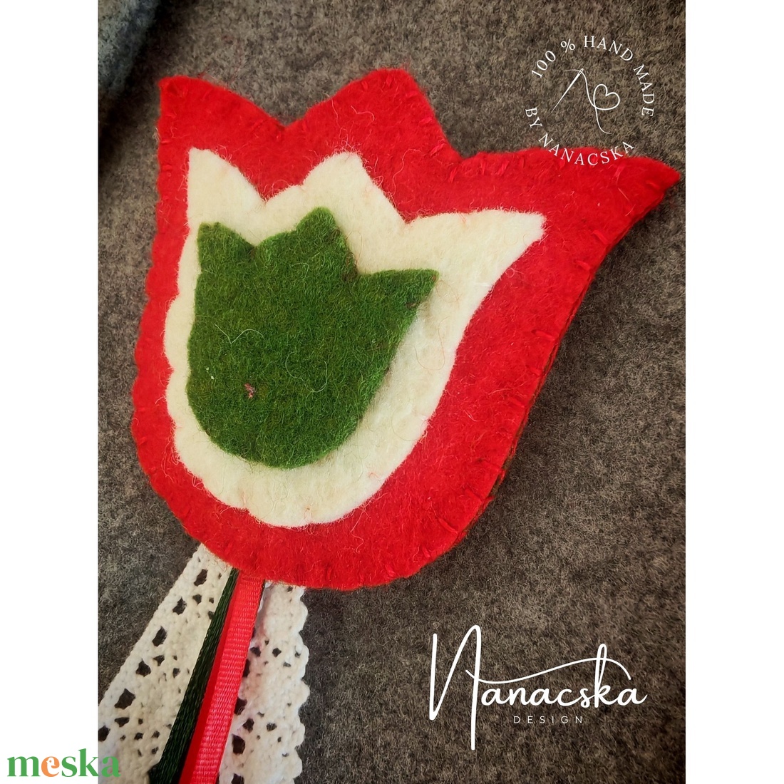 Gyapjúfilc kokárda - tulipános - ékszer - kitűző és bross - Meska.hu