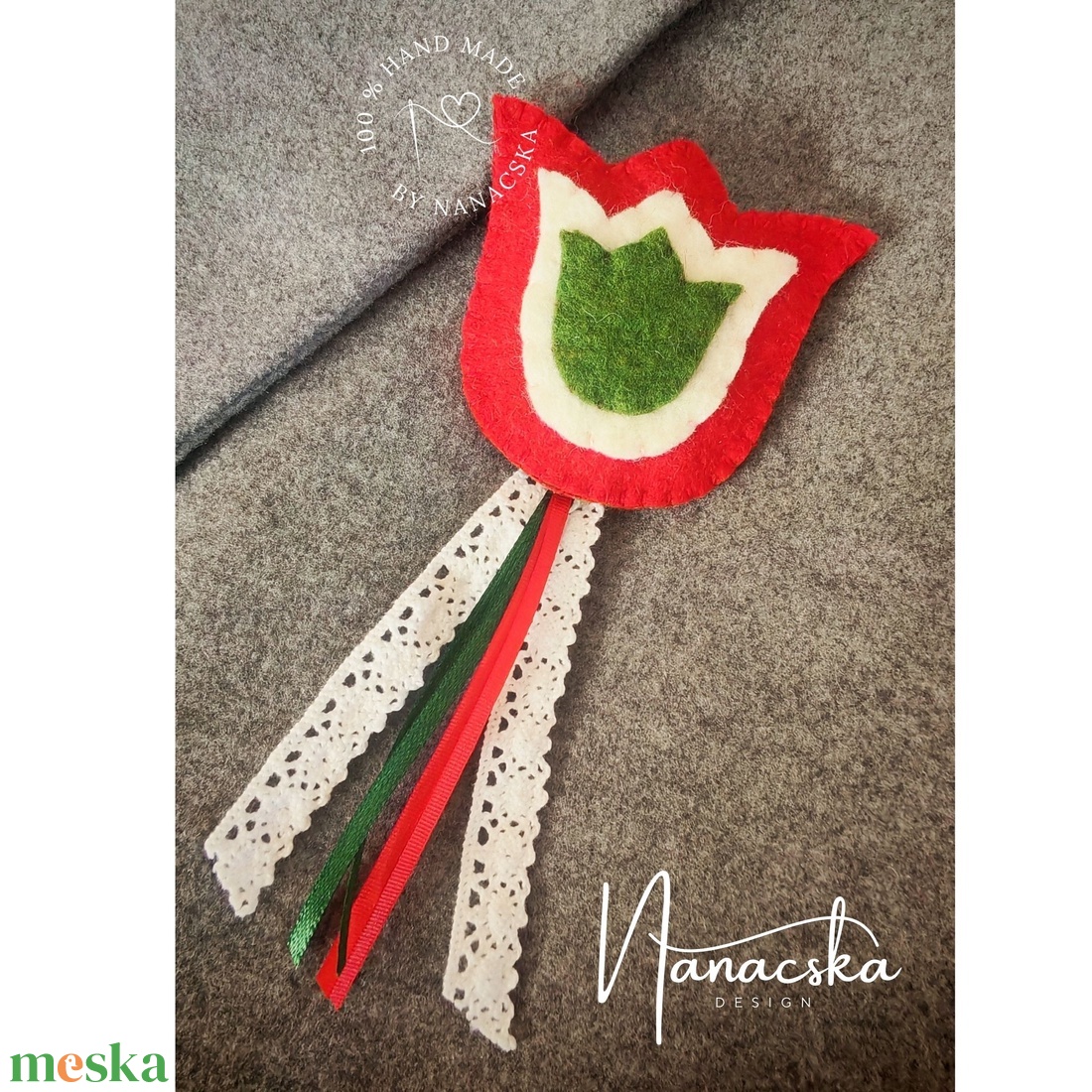 Gyapjúfilc kokárda - tulipános - ékszer - kitűző és bross - Meska.hu