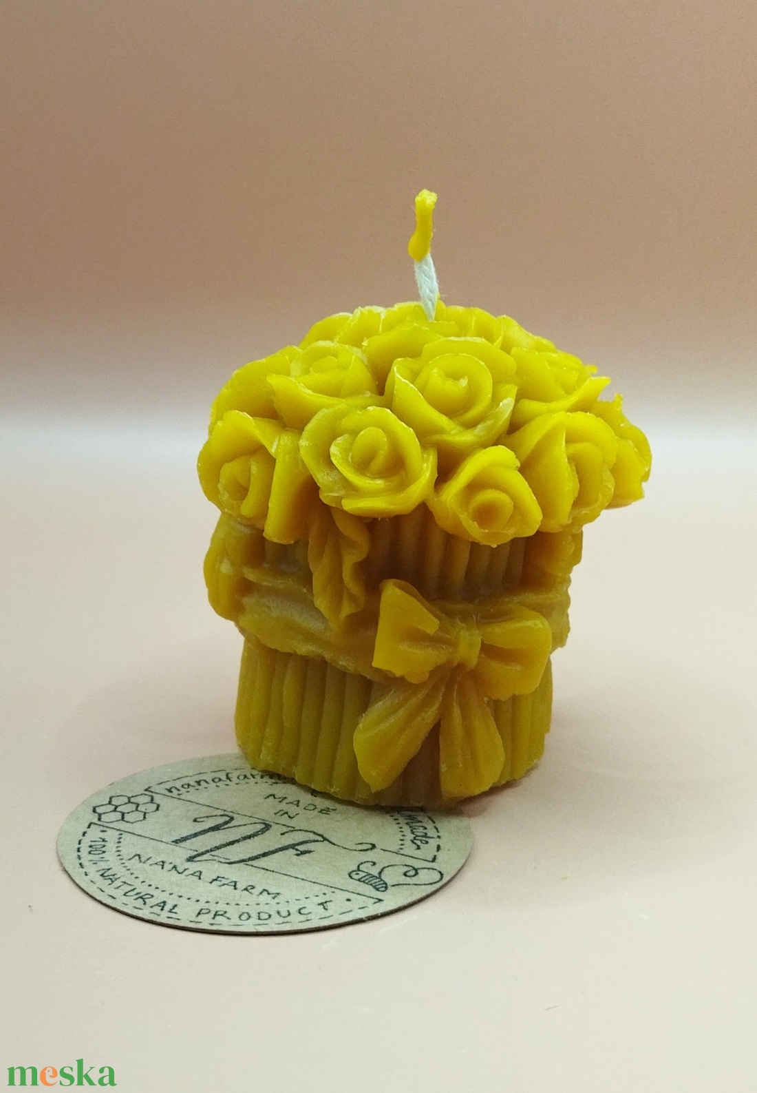 Rózsacsokor méhviasz gyertya - otthon & életmód - gyertya, illat, aroma - gyertya - Meska.hu