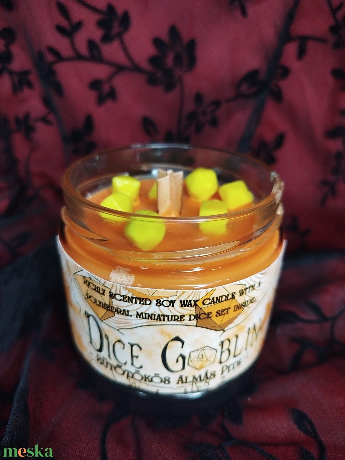 [Sütőtökös almás pite ] - DiceGoblin szójaviasz illatgyertya ajándék kockával - otthon & életmód - gyertya, illat, aroma - gyertya - Meska.hu
