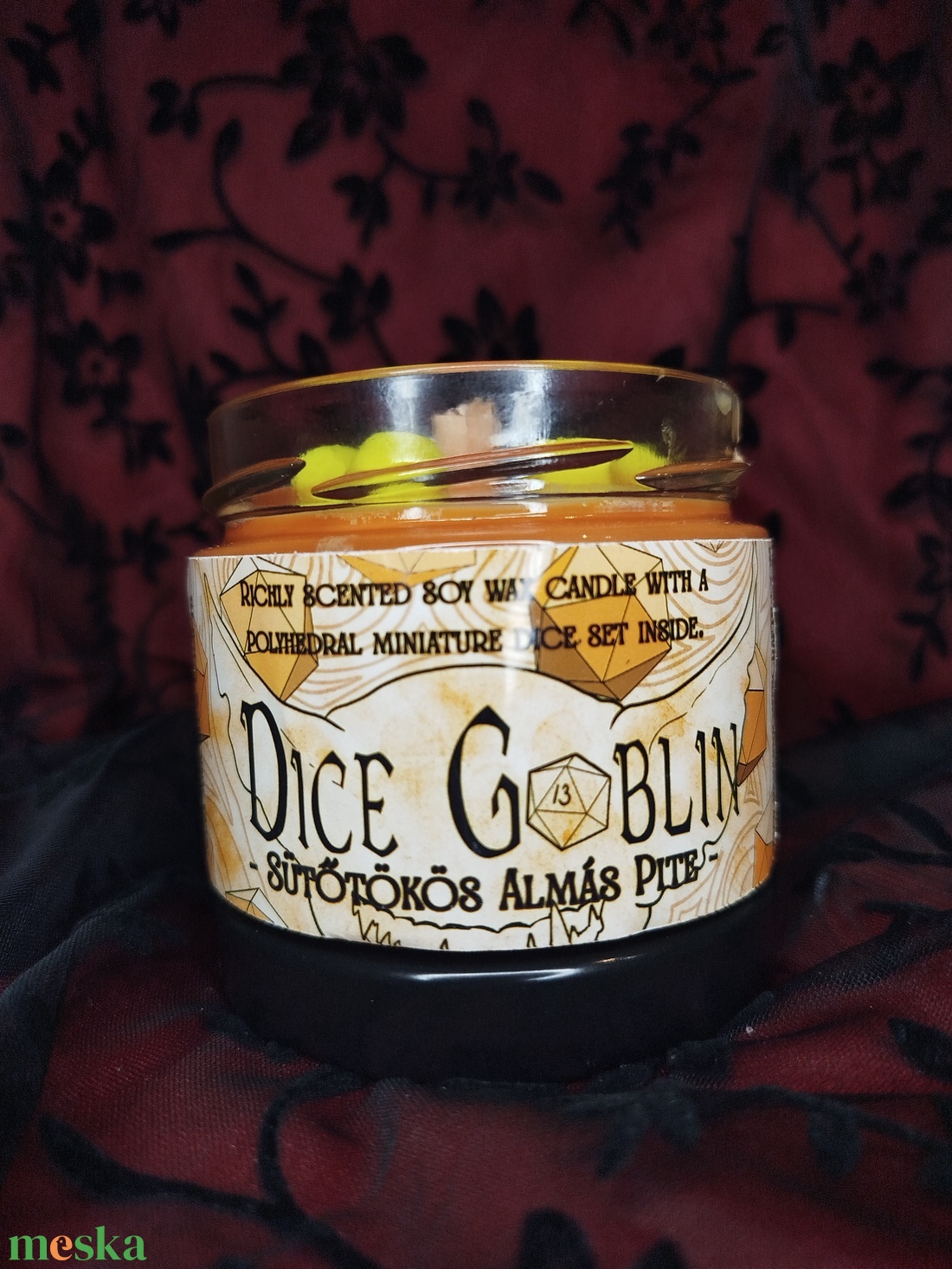 [Sütőtökös almás pite ] - DiceGoblin szójaviasz illatgyertya ajándék kockával - otthon & életmód - gyertya, illat, aroma - gyertya - Meska.hu