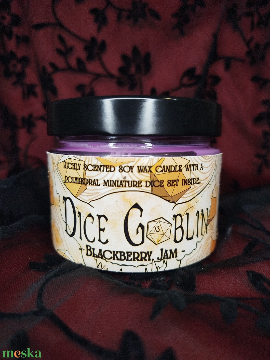 [Szederlekvár] - DiceGoblin szójaviasz illatgyertya ajándék kockával - otthon & életmód - gyertya, illat, aroma - gyertya - Meska.hu