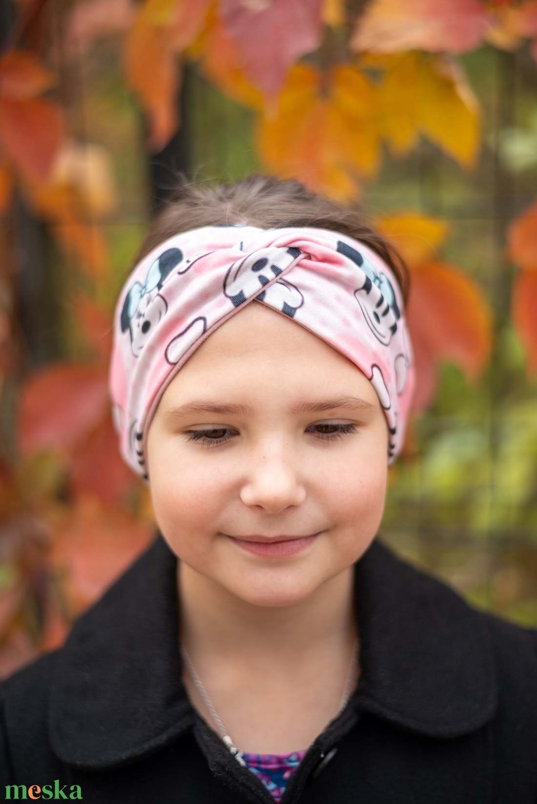 Elasztikus, csavaros elejű fejpánt, hajpánt, fülvédőpánt, Minnie egeres  - ruha & divat - sál, sapka, kendő - fejpánt - Meska.hu