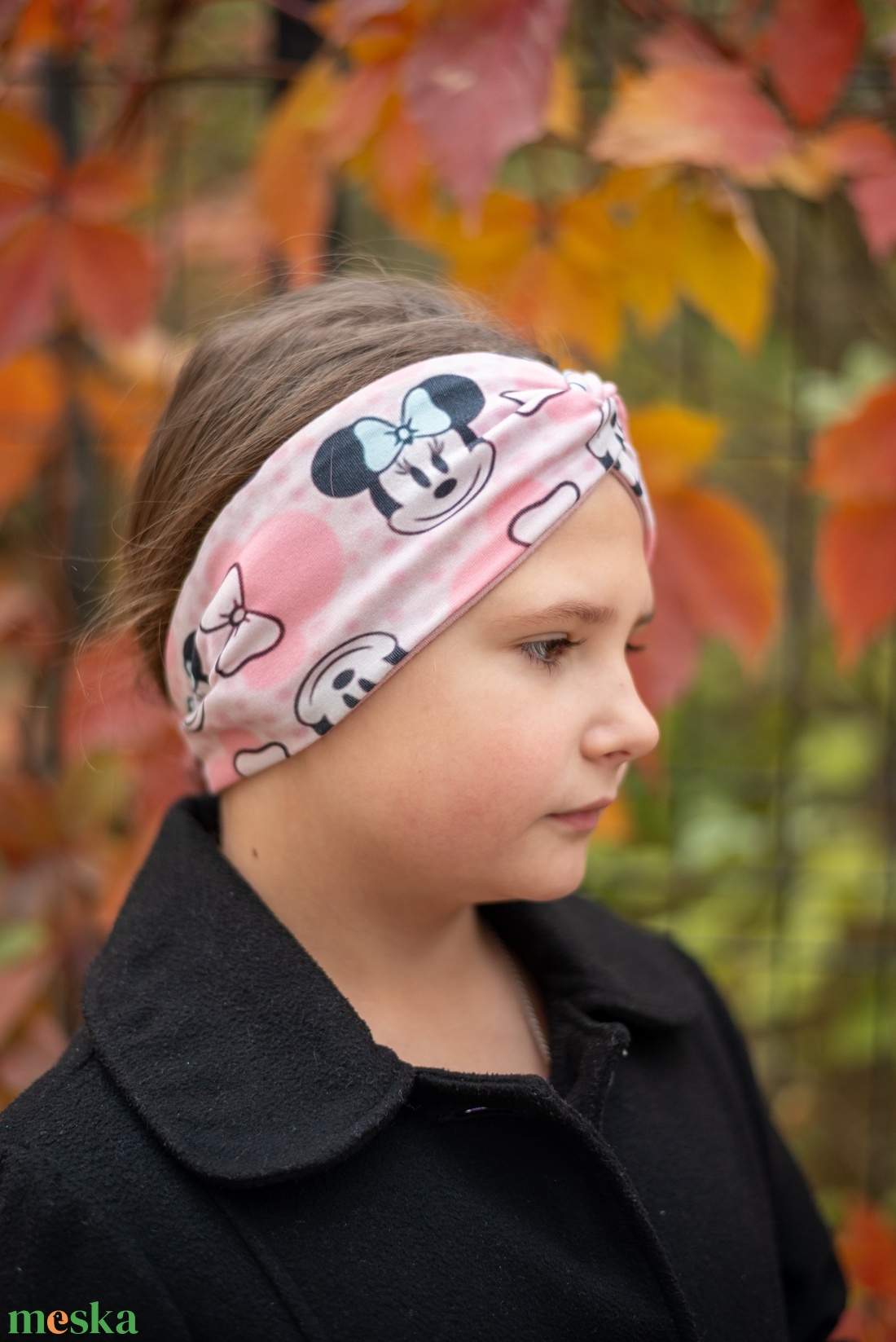 Elasztikus, csavaros elejű fejpánt, hajpánt, fülvédőpánt, Minnie egeres  - ruha & divat - sál, sapka, kendő - fejpánt - Meska.hu