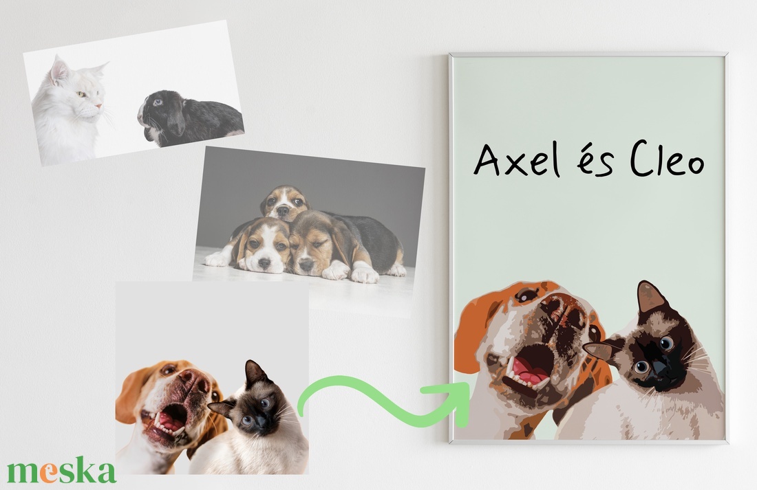Saját fotóból páros házi kedvenc portré - otthon & életmód - dekoráció - kép & falikép - plakát - Meska.hu