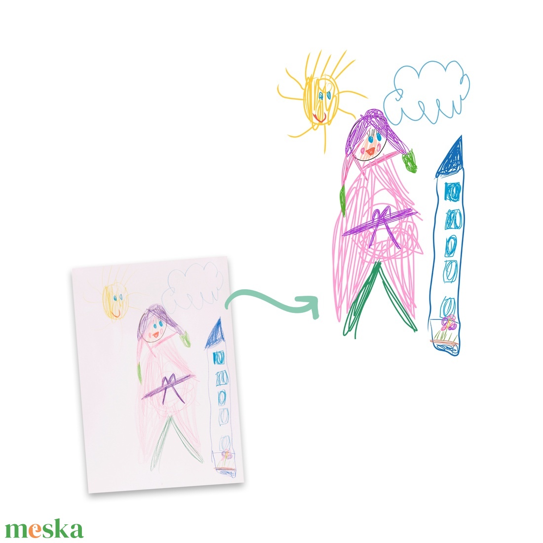 Gyermeked rajza kapucnis pulóveren - ruha & divat - női ruha - pulóver - Meska.hu