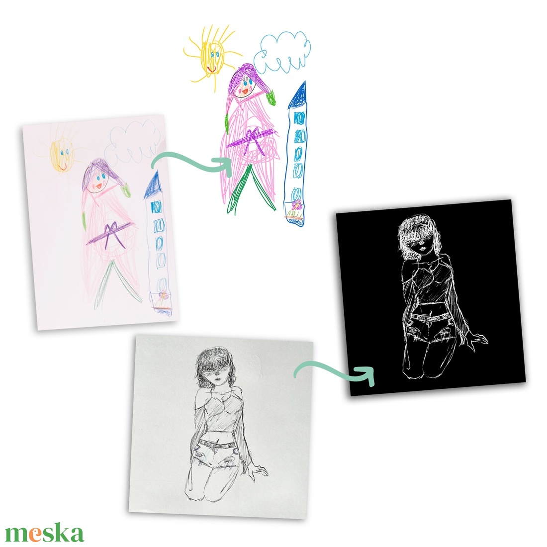 Saját rajz kapucnis pulóveren - ruha & divat - női ruha - pulóver - Meska.hu