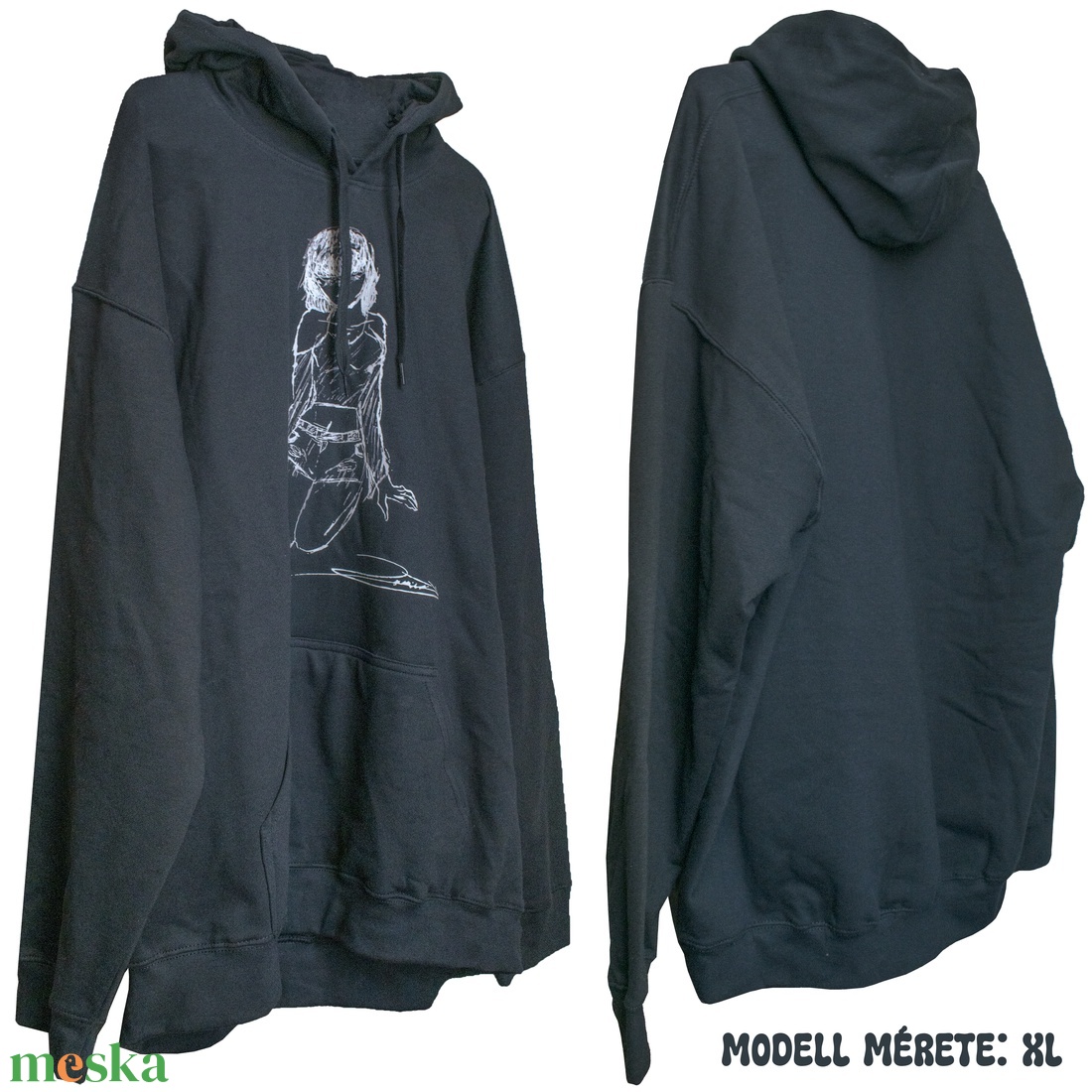 Saját rajz kapucnis pulóveren - ruha & divat - női ruha - pulóver - Meska.hu