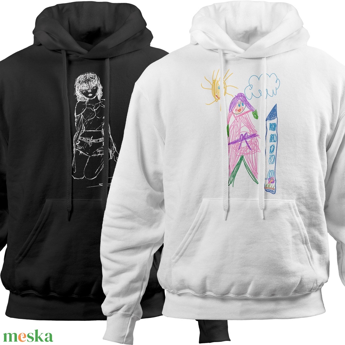Saját rajz kapucnis pulóveren - ruha & divat - női ruha - pulóver - Meska.hu