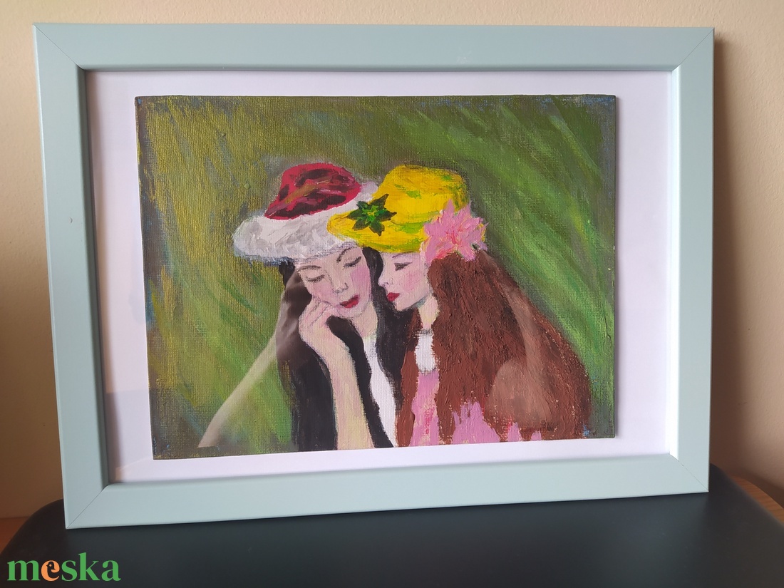 barátnők - művészet - festmény - akril - Meska.hu