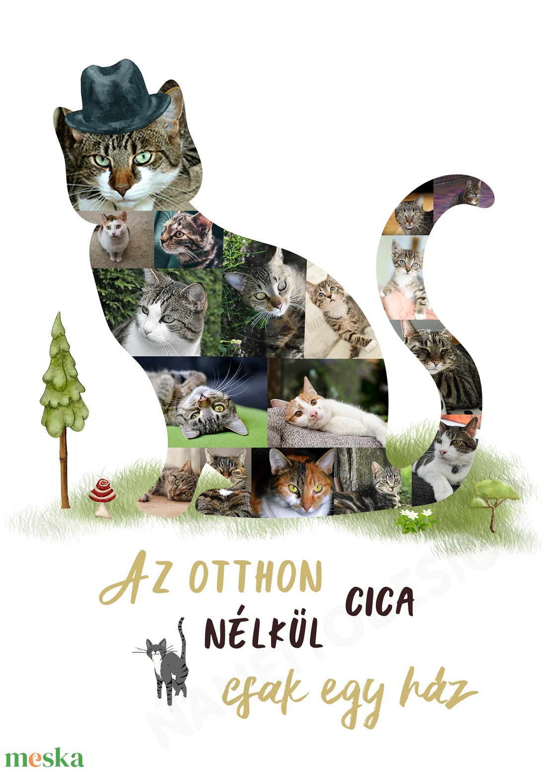 Egyedi cicás fényképes kollázs poszter kerettel, cicakedvelő gazdiknak szülinapra, cicaimádó ajándék, macska cat cicuska - otthon & lakás - kisállatoknak - cicáknak & macskáknak - Meska.hu