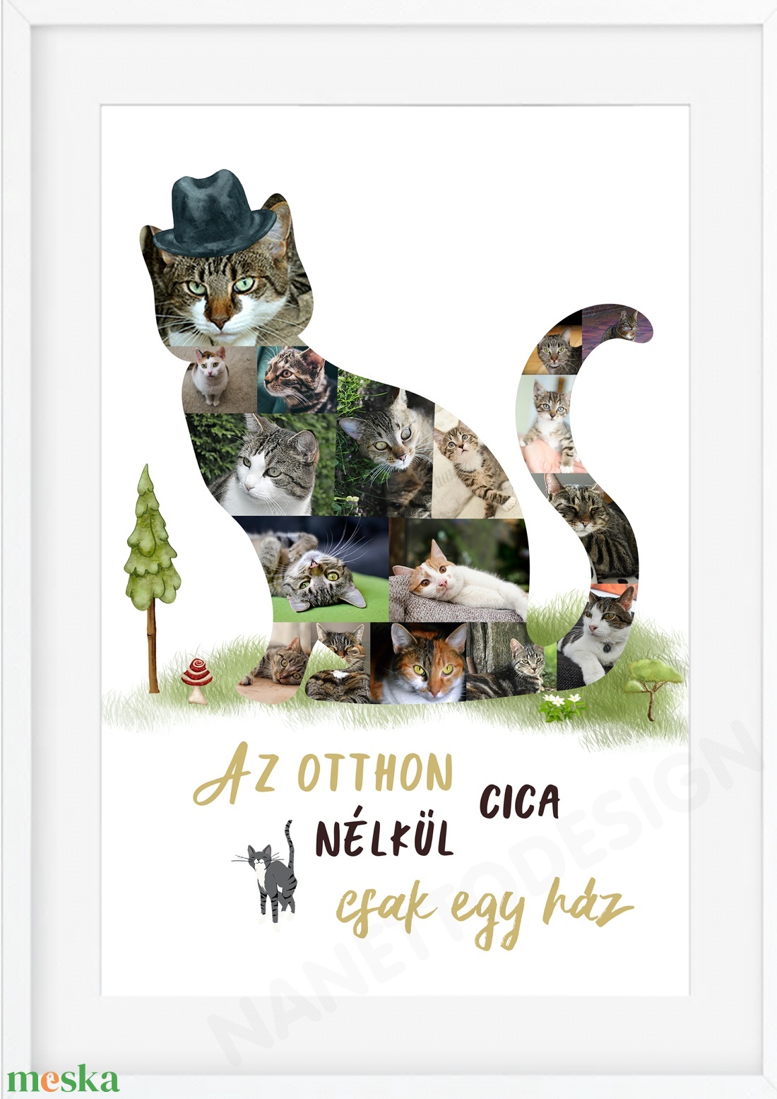 Egyedi cicás fényképes kollázs poszter, cicakedvelő gazdiknak szülinapra, cicaimádó ajándék macska cat cicuska fotós - otthon & életmód - kisállatoknak - cicáknak & macskáknak - Meska.hu