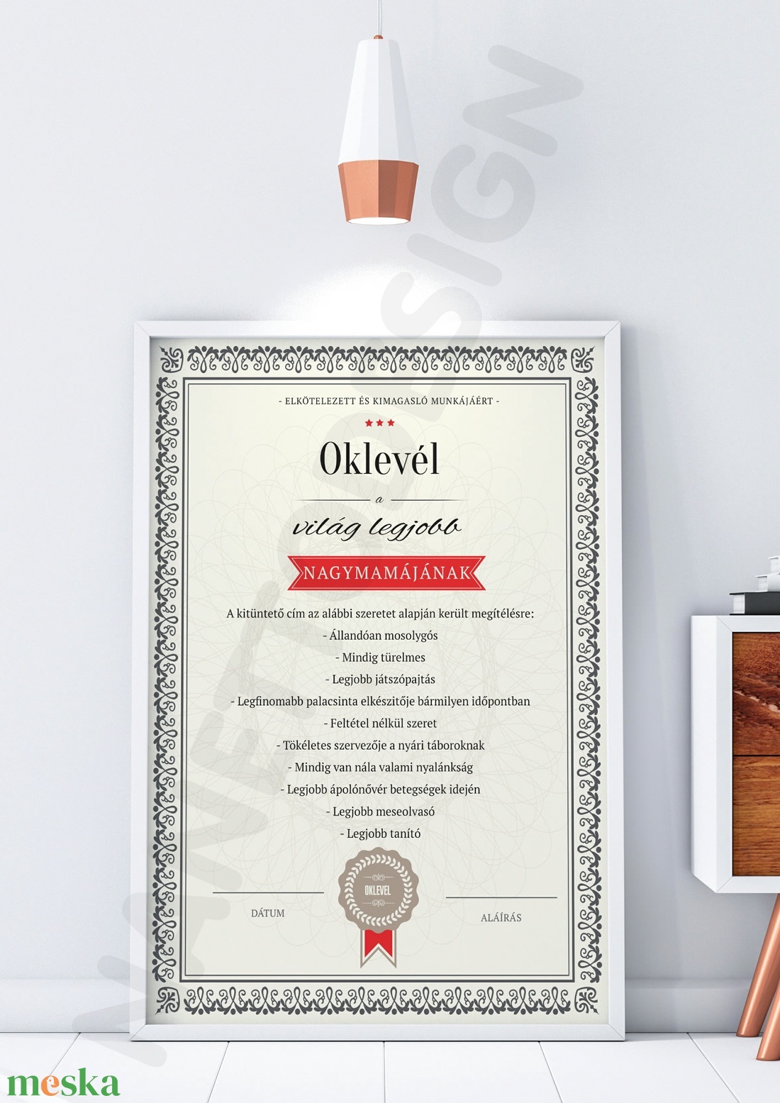 Legjobb Nagyi, Legjobb nagymama oklevél, certification, legjobb, kitüntetés, Szülinapi Poszter, Anyák napja -  - Meska.hu