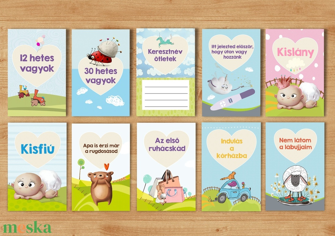 kismama milestone kártyák baba fotókártya, Milestone baby card mérföldkő kártya babakártya naptár várandóság PiciKártya  - otthon & lakás - papír írószer - névjegykártya - Meska.hu