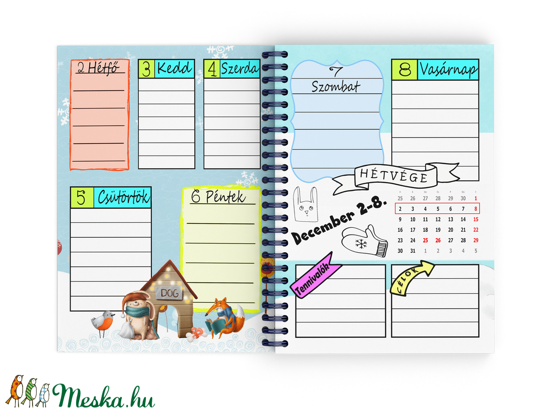 110 oldalas egyedi grafikájú határidőnapló filofax bullet journal diary emlékkönyv jegyzetfüzet notesz leckefüzet napló -  - Meska.hu