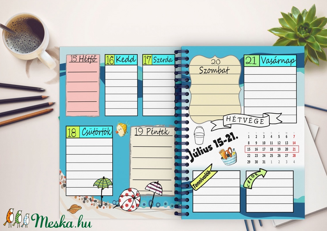 egyedi grafikájú határidőnapló filofax asztali naptár falinaptár emlékkönyv jegyzetfüzet notesz leckefüzet napló kalendá -  - Meska.hu