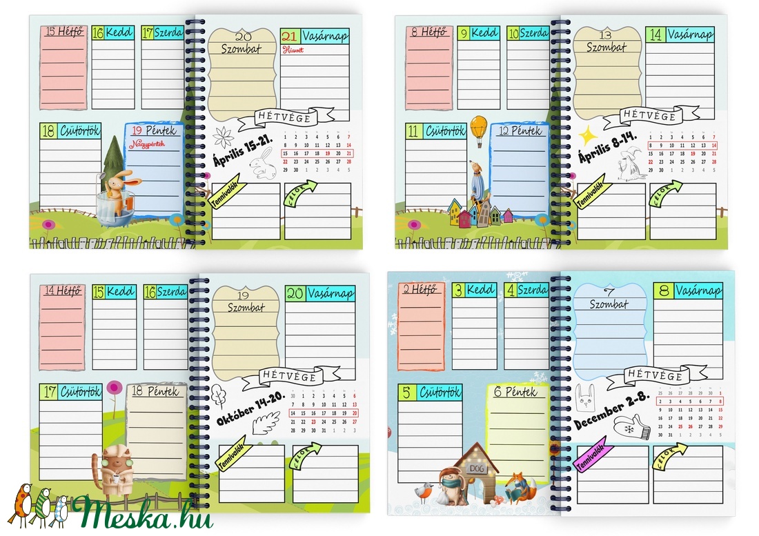 egyedi grafikájú határidőnapló filofax asztali naptár falinaptár emlékkönyv jegyzetfüzet notesz leckefüzet napló kalendá -  - Meska.hu