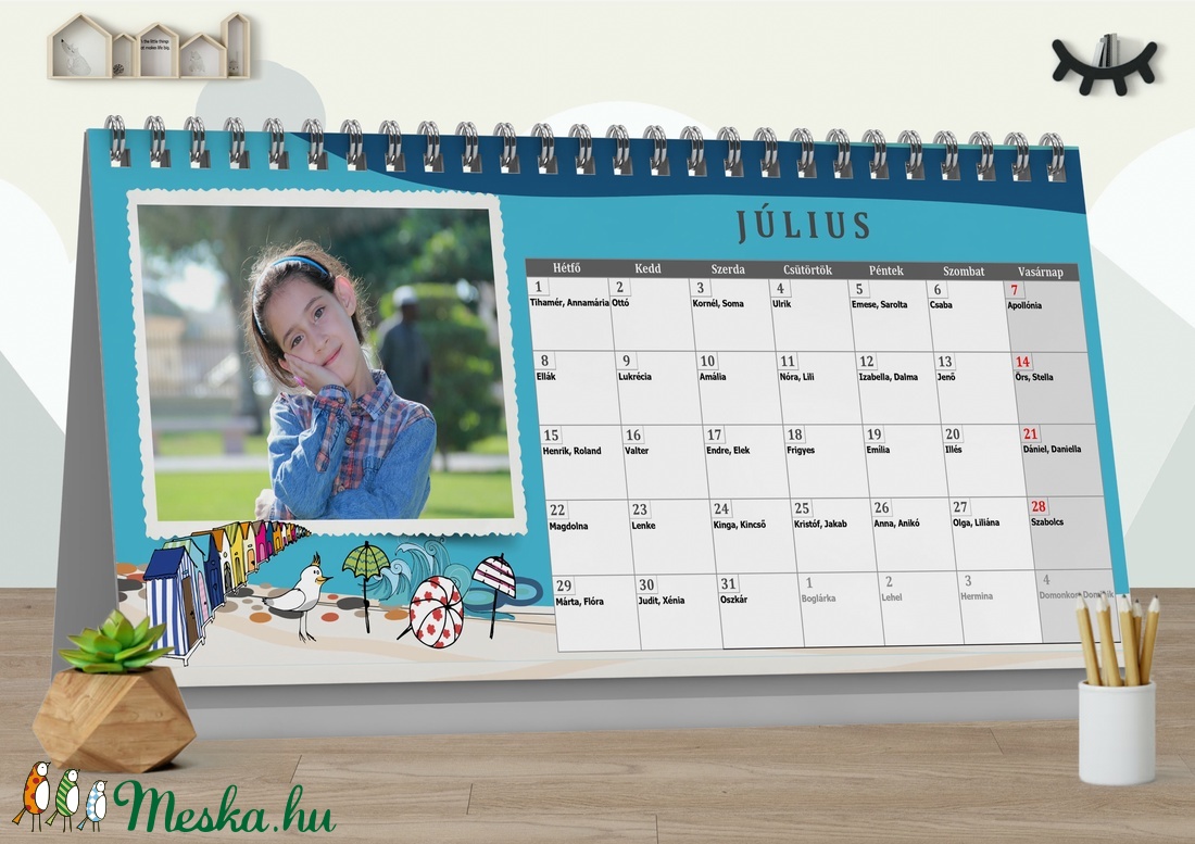 13 oldalas egyedi grafikájú asztali naptár kalendárium fényképes naptár calendar milestone babakártya családi szabályok  -  - Meska.hu