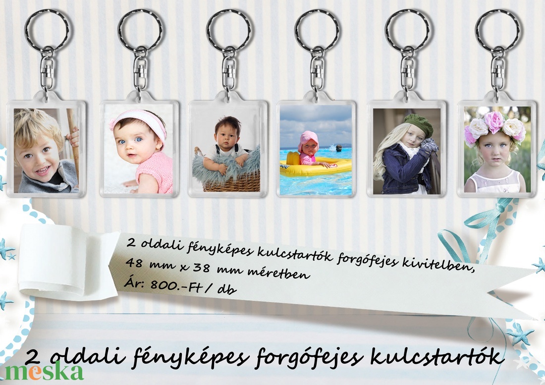 fényképes forgófejes kulcstartó 2 db fotóval  - táska & tok - kulcstartó & táskadísz - kulcstartó - Meska.hu